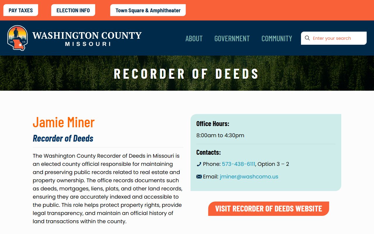 Washington County Circuit Clerk records Recorder of Deeds county page