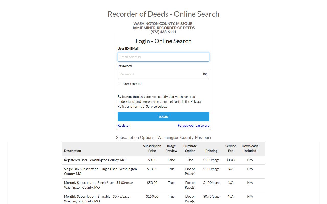 Washington County Circuit Clerk records iRecord login portal
