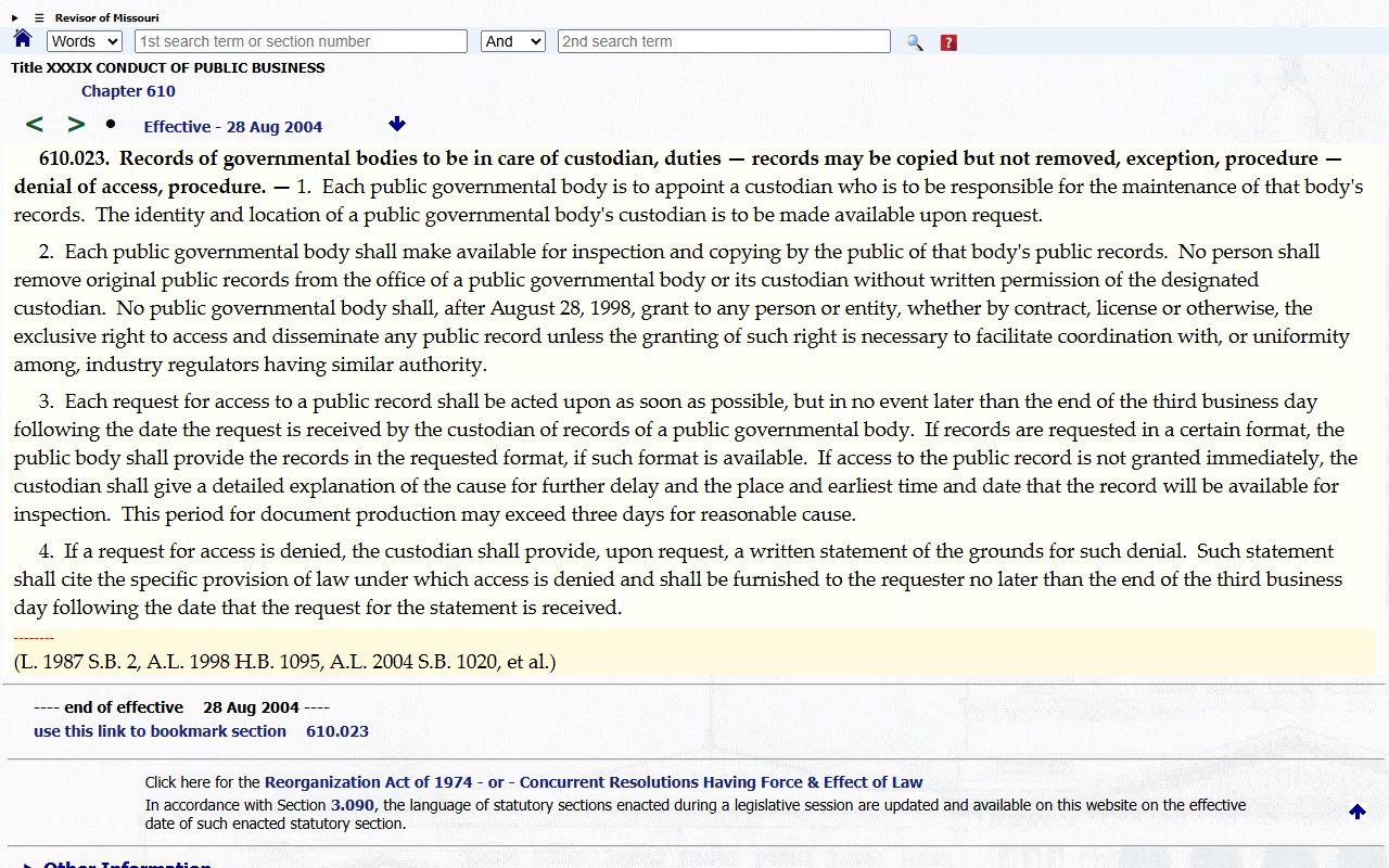 Washington County court records Missouri public records custodian source