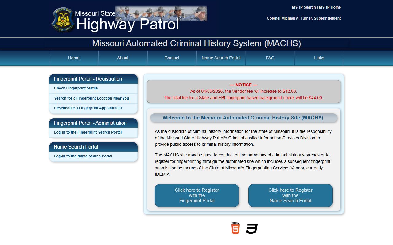 Washington County criminal court records MACHS criminal history source