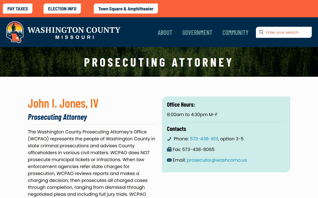 Washington County criminal court records Prosecuting Attorney source