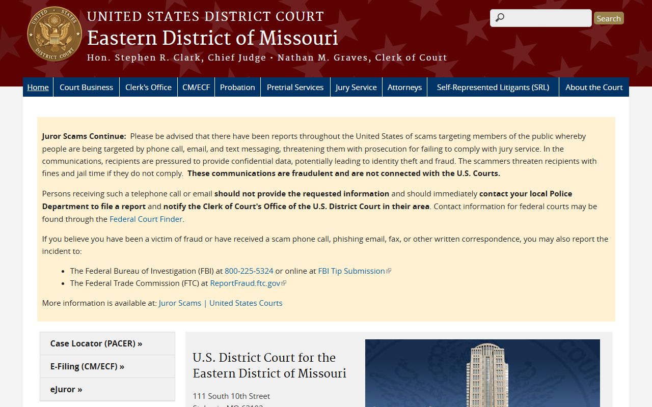 Washington County Circuit Court Eastern District of Missouri homepage