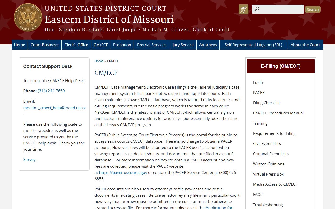 Washington County Circuit Court CM ECF federal filing information