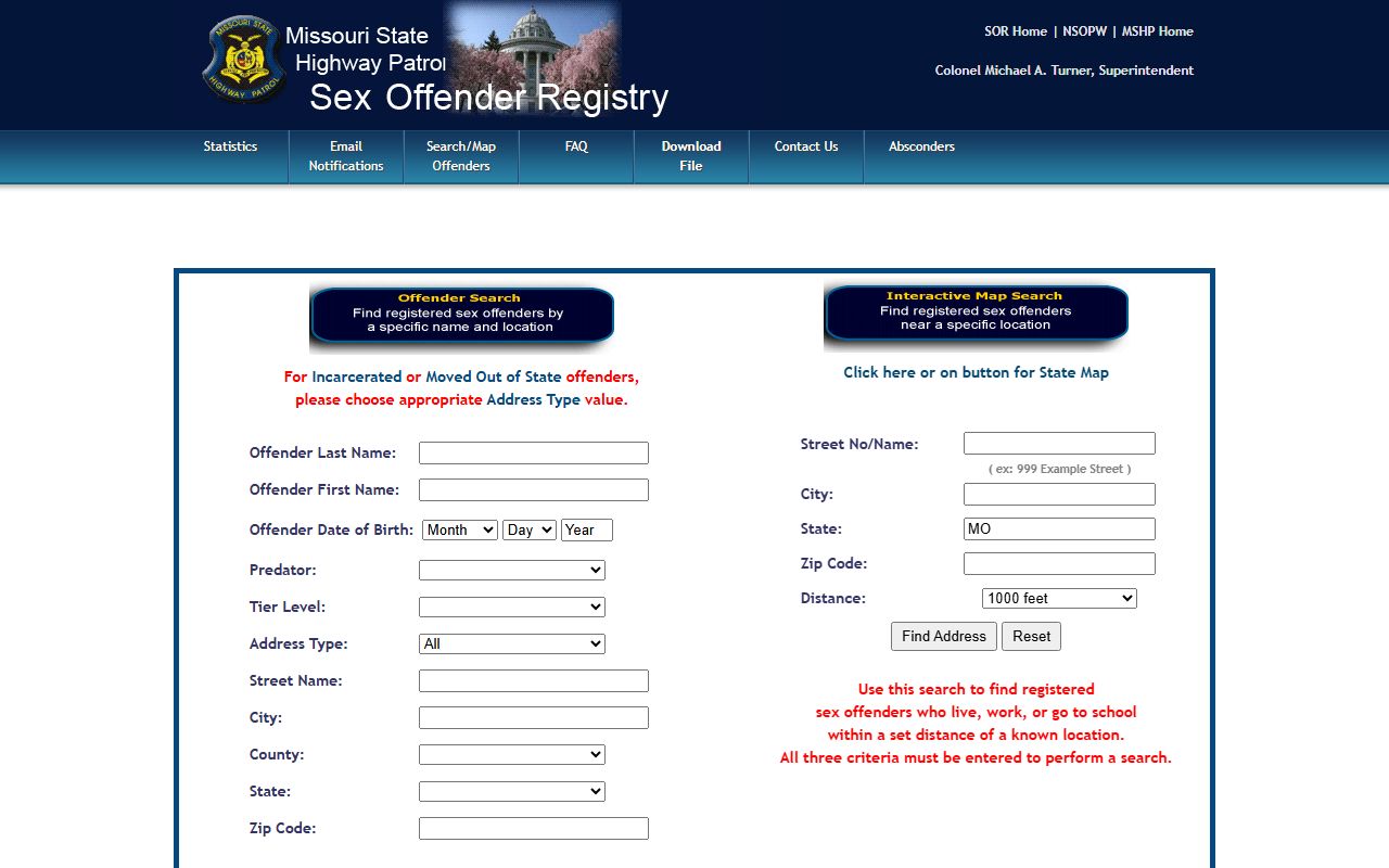 Washington County inmate records MSHP sex offender registry search