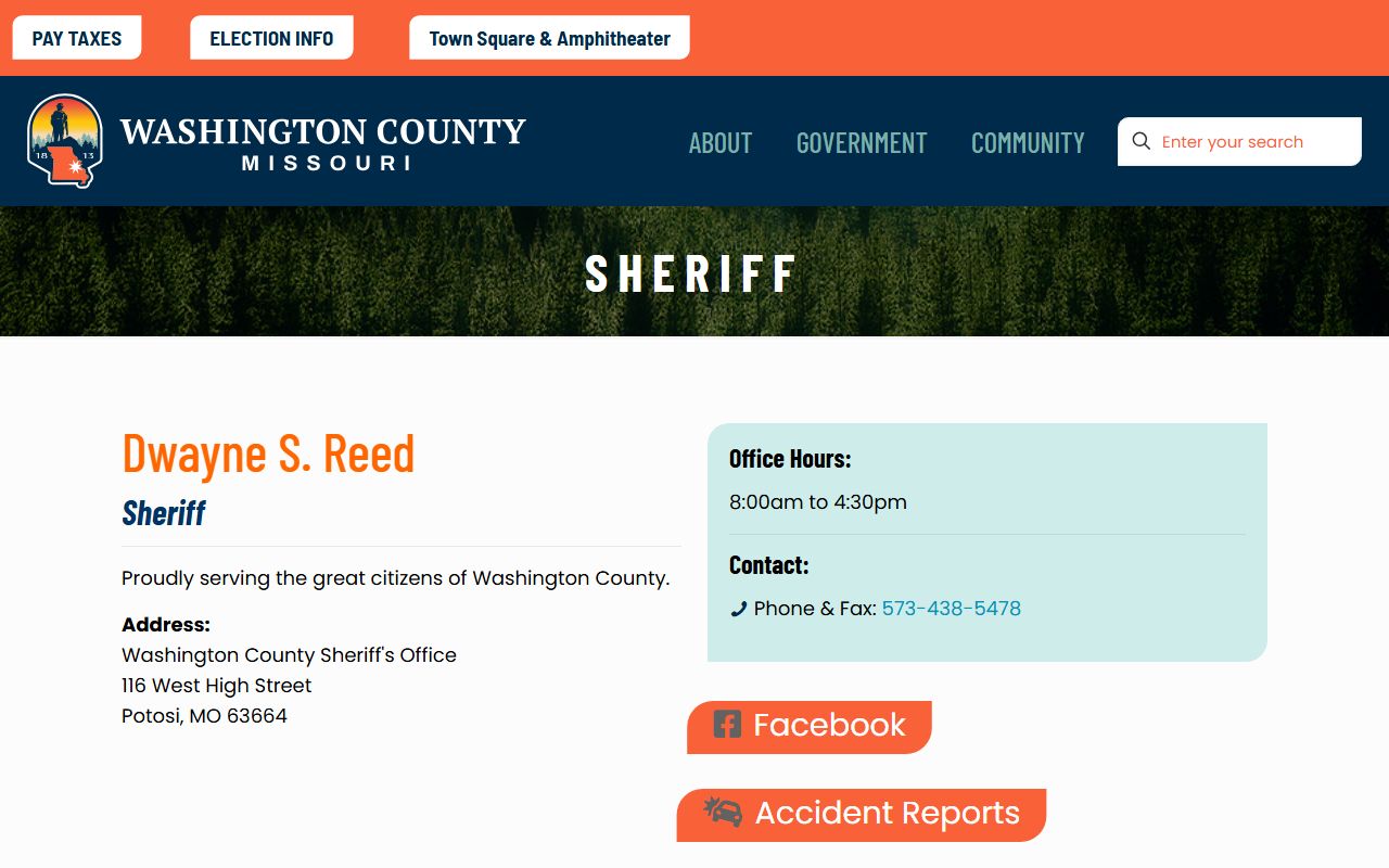 Washington County inmate records Sheriff office page
