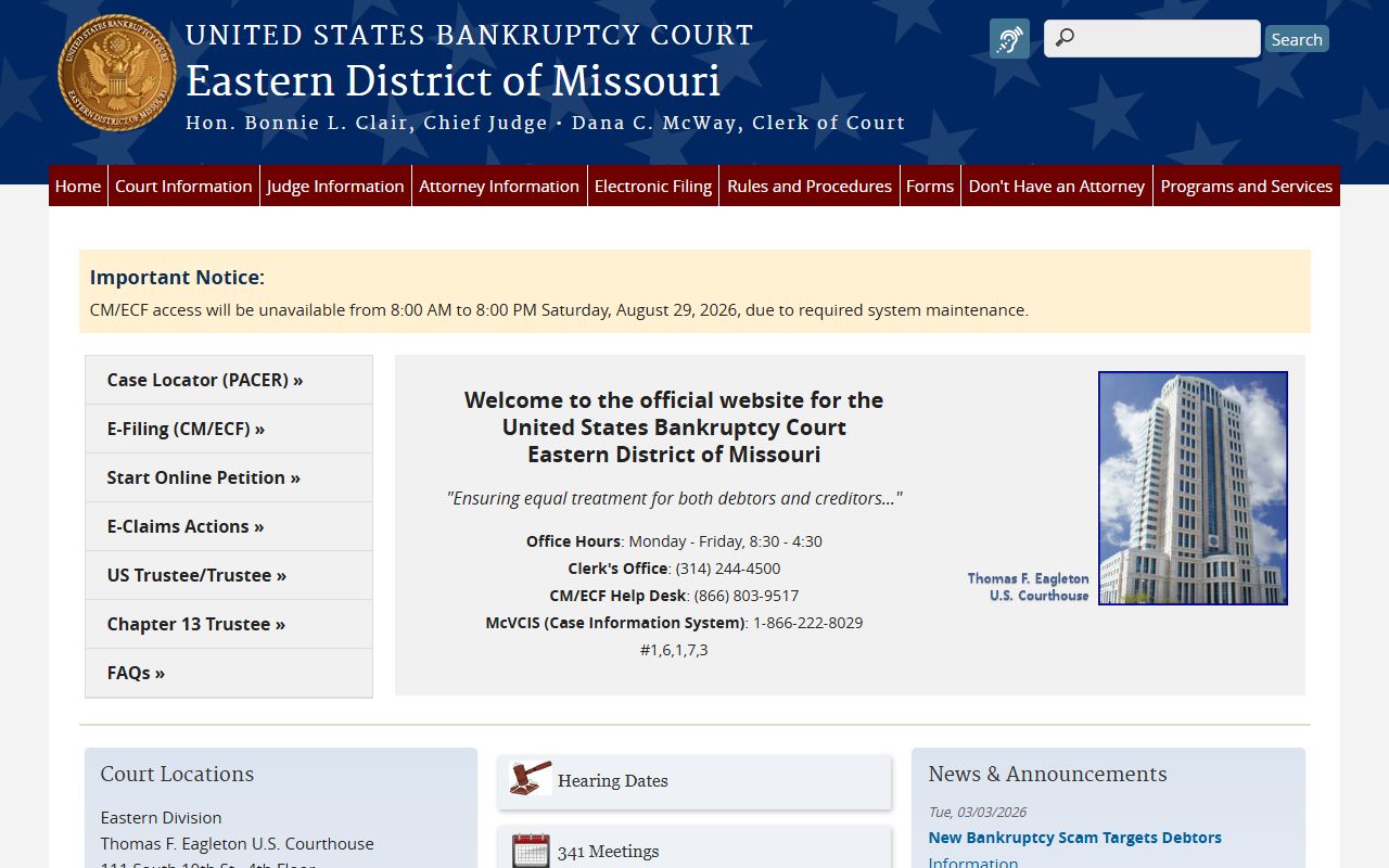 Washington County probate records Eastern District bankruptcy court homepage