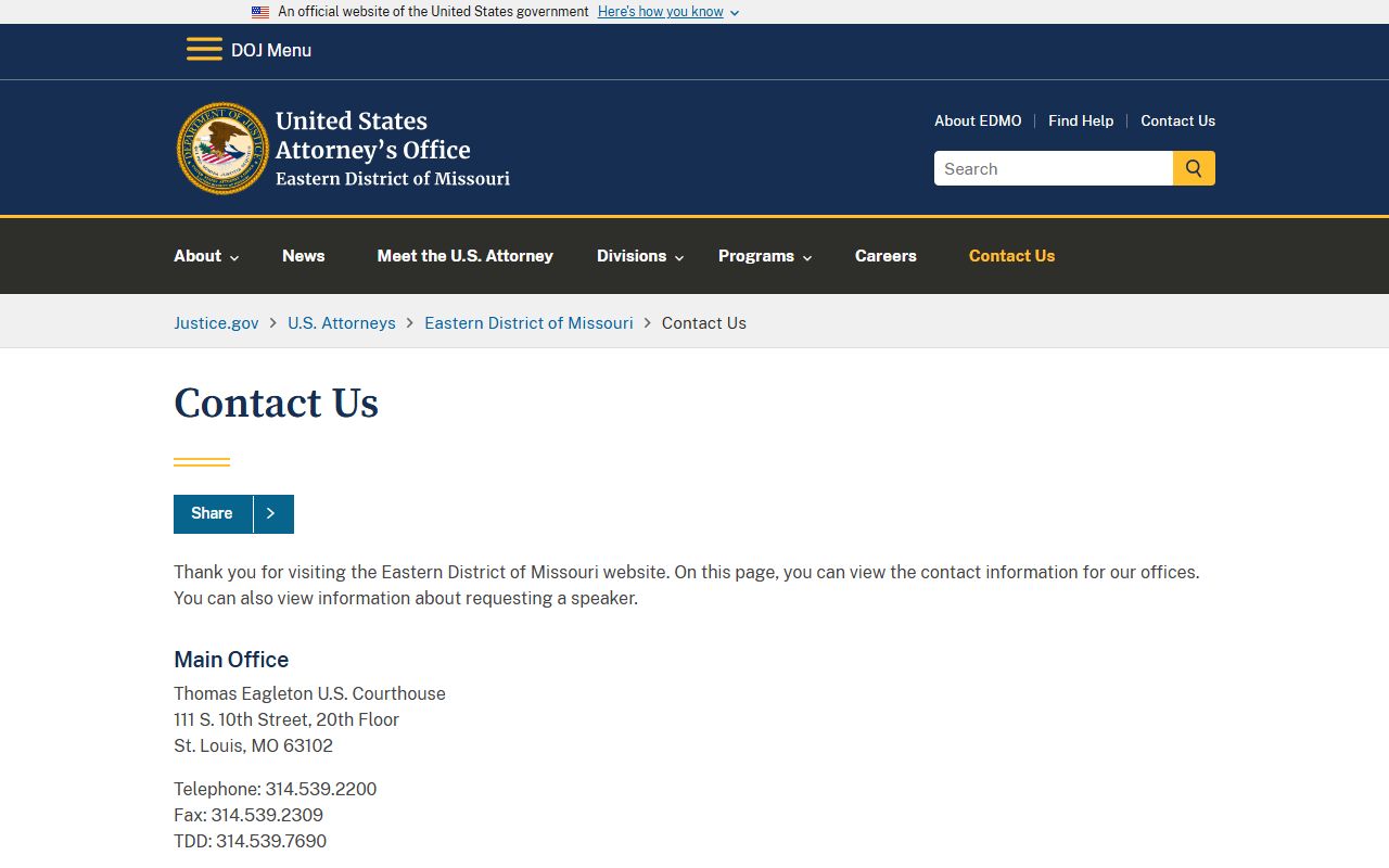 Washington County warrant records federal Eastern District contact page